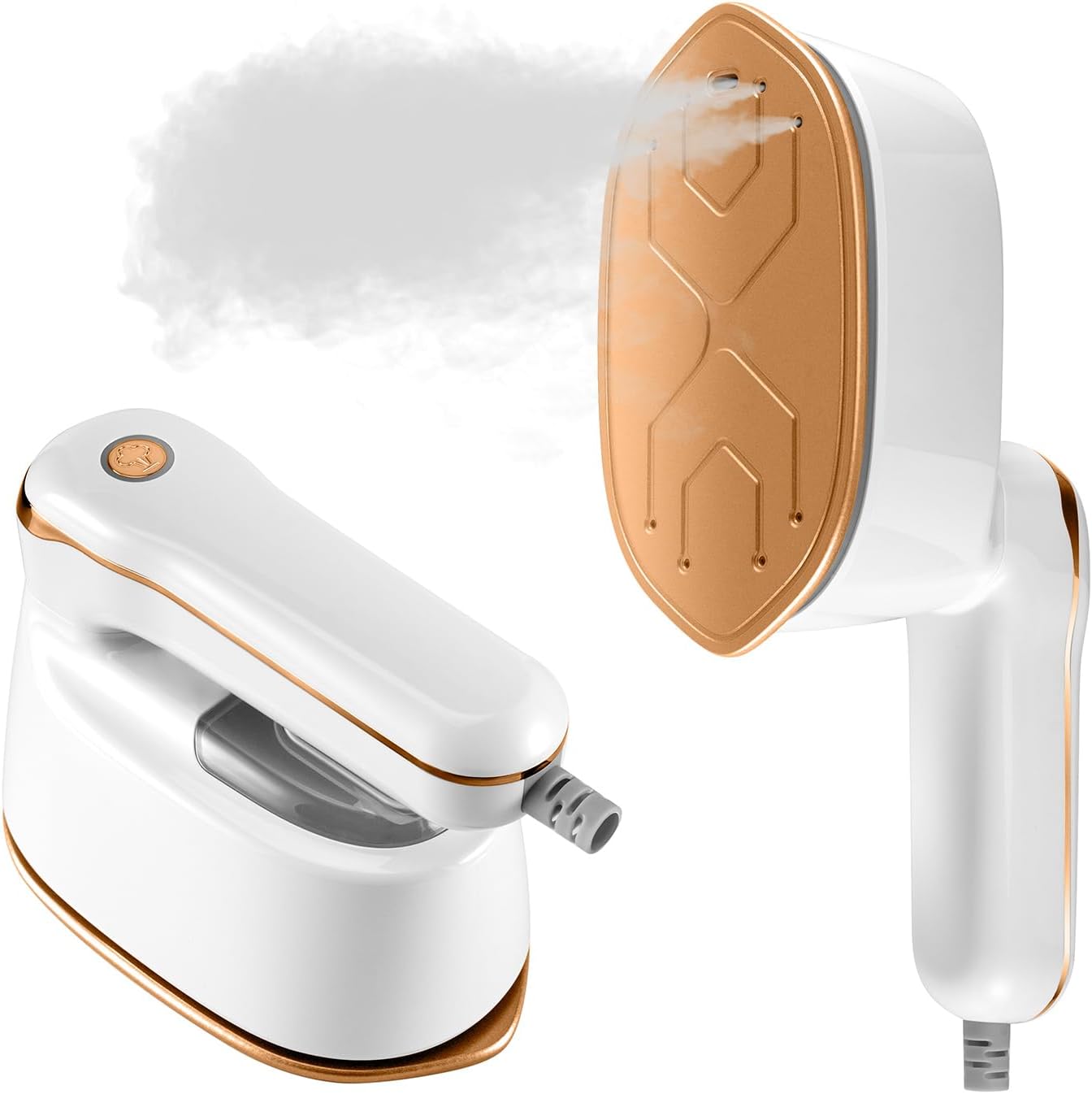 Skiennix Garment Steamer - 2-in-1 Travel Iron with 1100W Power, Fast Heat-Up & 3 Steam Levels | Portable Handheld (Light White)