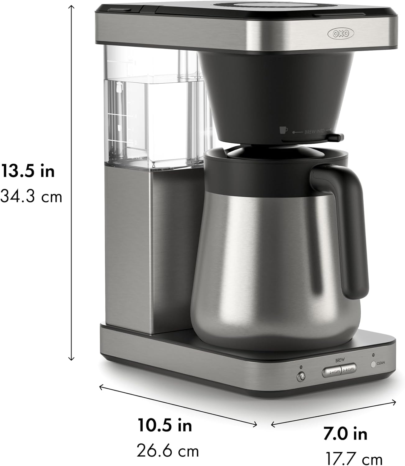 OXO Brew 8-Cup Coffee Maker - SCA Certified Thermal Stainless Steel | Single-Serve & Carafe