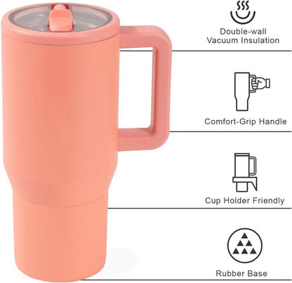 Skiennix Modern 20 Oz Tumbler - Insulated Stainless Steel with Handle & Flip Straw | Leak Resistant, Cream