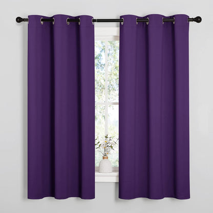 NICETOWN Blackout Curtains - Thermal Insulated Solid Ring Top Drapes for Bedroom | Set of 2, 42 x 63 Inch, Royal Purple