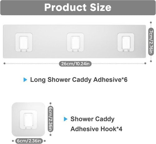 Lsnisni Shower Caddy Adhesive Strips - Waterproof, No Drilling, 10 Pack for Bathroom & Kitchen Storage