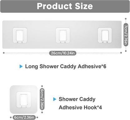 Lsnisni Shower Caddy Adhesive Strips - Waterproof, No Drilling, 10 Pack for Bathroom & Kitchen Storage