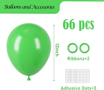 Voircoloria Green Balloons - 12-Inch Latex Party Balloons | 66-Pack for Graduation, Weddings & Celebrations
