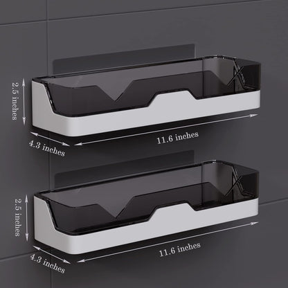 Skiennix 2-Pack Adhesive Shower Caddy - No-Drill Shower Shelves with Hooks for Bathroom & Kitchen Storage