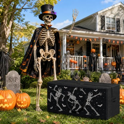 12ft Skeleton Storage Bag - Black 65x30x30 Inches Halloween Skeleton Organizer