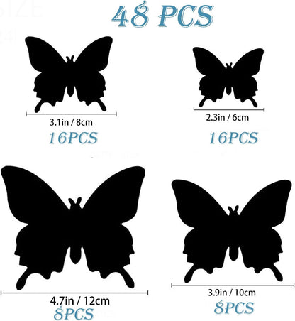 OPSEAM 3D Butterfly Wall Decor - 48 PCS Magnetic Stickers for Party Decorations (Red)