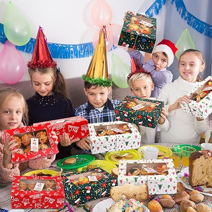 Fulmoon Christmas Cookie Boxes with Window - Cute, 36 Pack