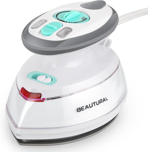 Beautural Mini Travel Steam Iron - Dual Voltage, Non-Stick Soleplate, Anti-Slip Handle | Perfect for Sewing & Quilting