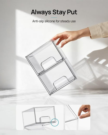 Vtopmart 8 Pack Small Clear Stackable Storage Drawers,Acrylic Bathroom Makeup Organizer,Plastic Storage Bins For Vanity, Undersink, Kitchen Cabinets, Pantry, Home Organization