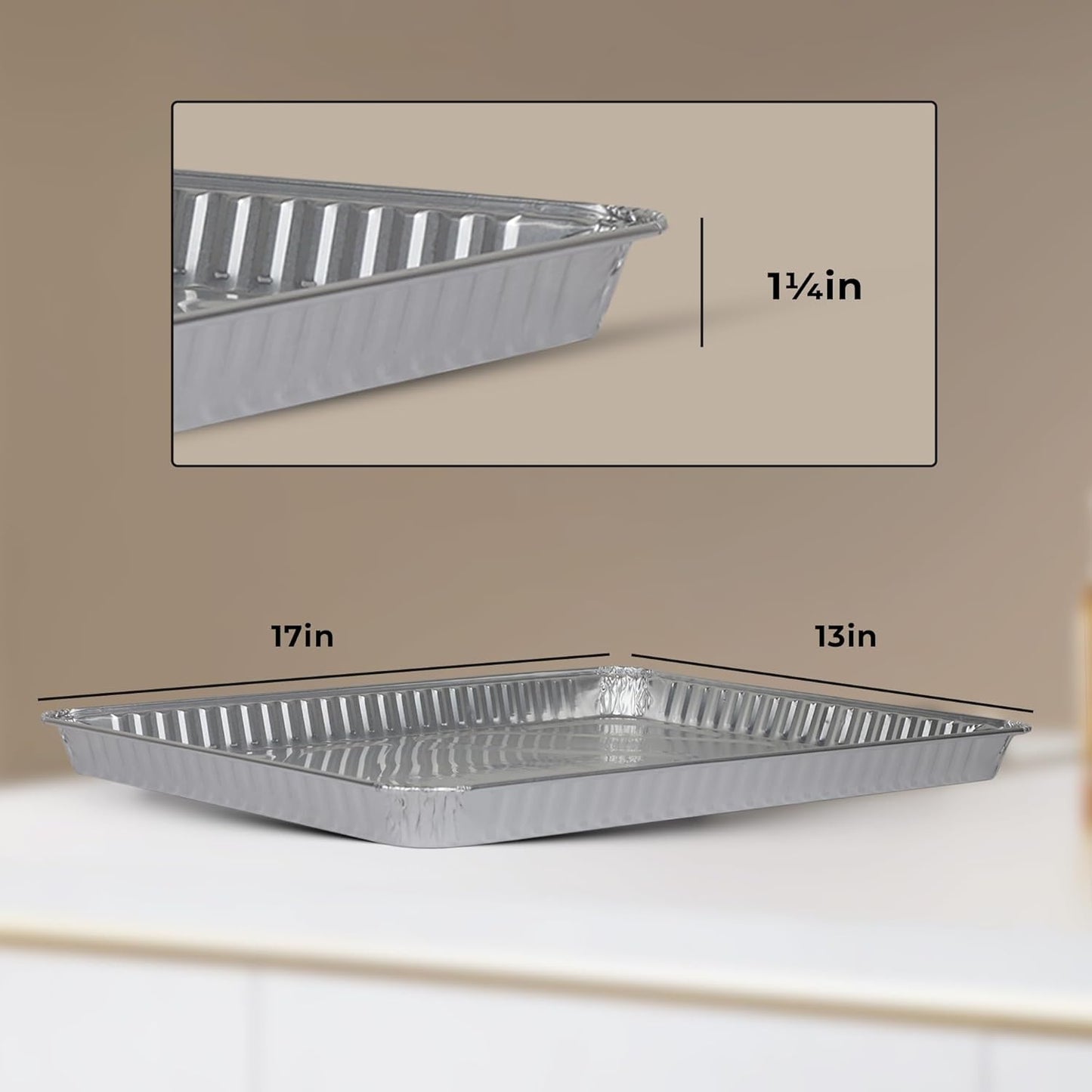 PlasticPro Aluminum Pans - Heavy-Duty Disposable Cookie Sheets | 100 Pack, 13 x 17 Inches