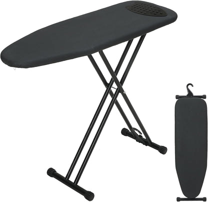 RAINHOL Ironing Board - Compact Full-Size Design with Iron Rest & Heat-Resistant Pad | 43x13 Inches, Black