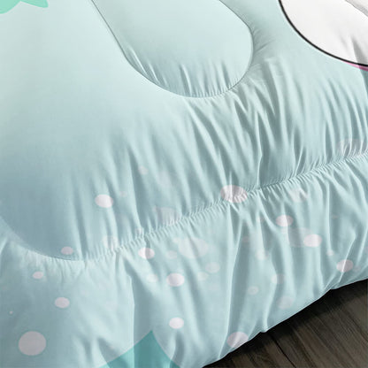 Unicorn Comforter Set 3Pcs Cartoon Dinosaur Kids Bedding Set Rainbow Cloudy Star Bed Set with 1 Comforter and 2 Pillowcases