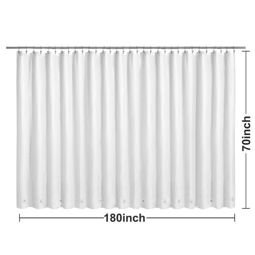 Barossa Design Clawfoot Tub Shower Curtain with 12 Magnets - 36 Metal Hooks Included, 180" W x 70" H Wrap Around, Waterproof PEVA Shower Liner for Bathroom, PVC Free, Metal Grommets - White, 180x70
