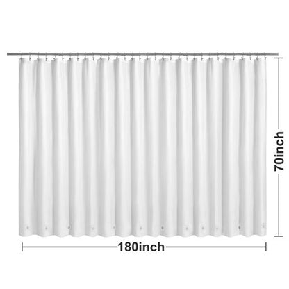 Barossa Design Clawfoot Tub Shower Curtain with 12 Magnets - 36 Metal Hooks Included, 180" W x 70" H Wrap Around, Waterproof PEVA Shower Liner for Bathroom, PVC Free, Metal Grommets - White, 180x70
