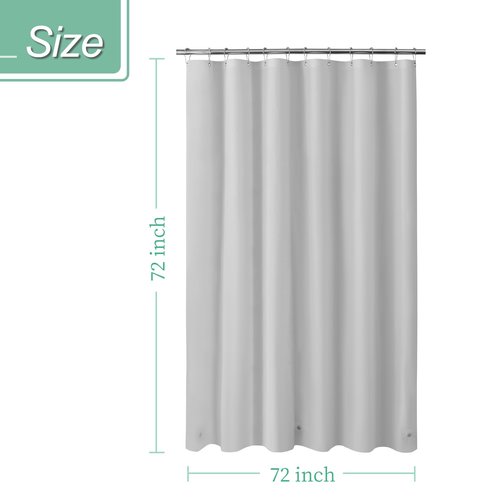 Mrs Awesome Grey Shower Curtain Liner with 3 Magnets, 72x72 Premium Flexible Sturdy Plastic Shower Curtain for Bathroom Lightweight & Waterproof, Light Gray