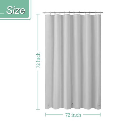 Mrs Awesome Grey Shower Curtain Liner with 3 Magnets, 72x72 Premium Flexible Sturdy Plastic Shower Curtain for Bathroom Lightweight & Waterproof, Light Gray