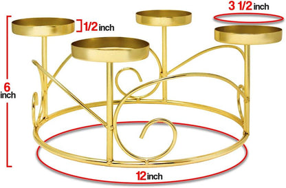 Regine Switzerland Christmas Advent Wreath Ring - Elegant Gold Candle Holder for Pillar Candles