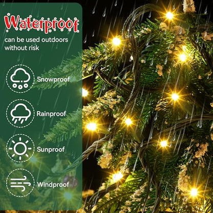 3 Pack Warm White Twinkling Christmas String Lights - 35Ft, Slow Flicker, Indoor Outdoor