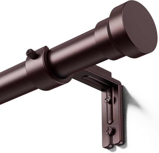 YaFex Curtain Rods - Heavy Duty 1 Inch Adjustable Window Treatment Rods | 32-118 Inch, Bronze Finish