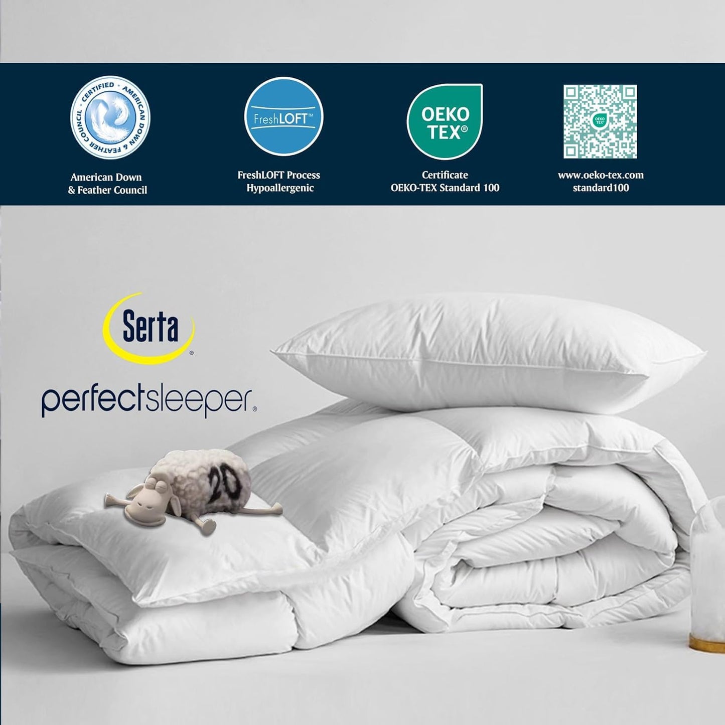 Serta Goose Feather Down Comforter - Luxury Hypoallergenic King Size Duvet Insert | 100% Cotton, Medium Warmth, 106 x 90 Inch, White