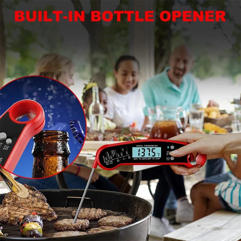 Skiennix Digital Meat Thermometer - Instant Read Waterproof Probe with Backlit Display | Perfect for Grill, BBQ, Steak, Chicken, Burgers