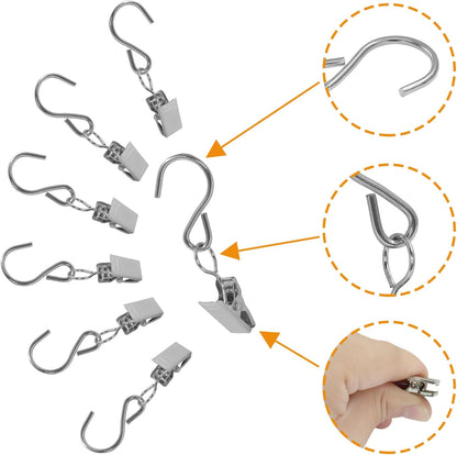 Skiennix Stainless Steel S Hooks - 50 Pack 2.4 Inch Clips for Hanging Lights & Home Decor