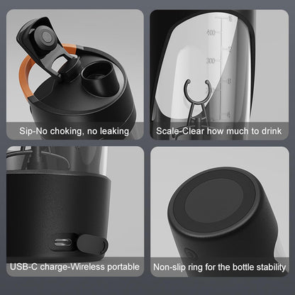 Skiennix Electric Protein Shaker Bottle - 24oz USB-C Rechargeable, BPA-Free, Leak-Proof | Green
