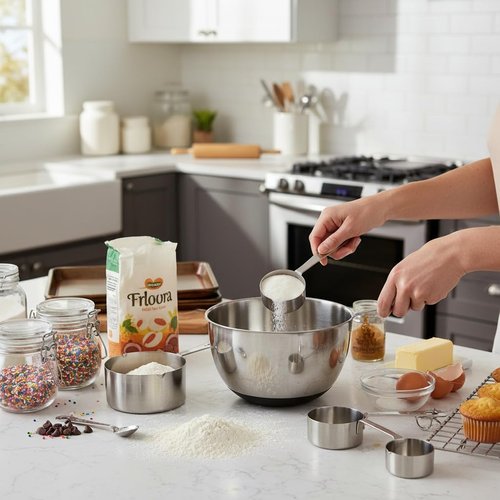 Amco Stainless Steel Measuring Cups Set - Dual Spouts for Left & Right-Handed Use | 4 Sizes - Dishwasher Safe Kitchen Essential
