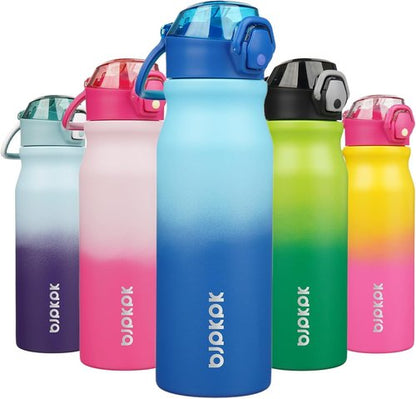 BJPKPK Insulated Water Bottle - 25oz Stainless Steel Flask with Straw & Carry Handle - Sky Blue