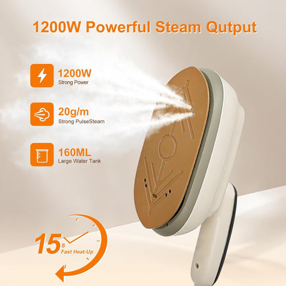 Skiennix 2-in-1 Garment Steamer - 1200W Handheld Clothes Steamer with LED Display & 15s Heat-Up