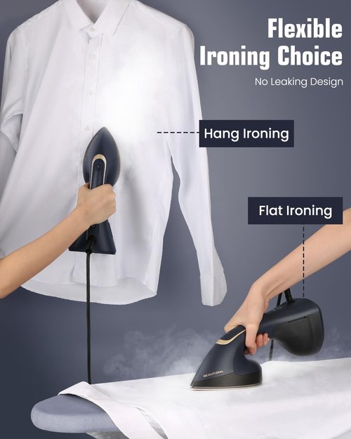 BEAUTURAL Steamer for Clothes, 2-in-1 Steam & Iron, 1200W Handheld Powerful Garment Fabric Wrinkle Remover with Burst Steam, Ceramic Heating Plate, 30-Second Fast Heat-up, Auto-Off (Only for 120V)