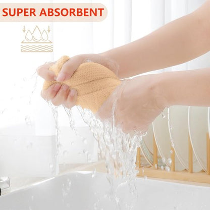 Homaxy 100% Cotton Dish Cloths - Ultra Soft & Absorbent Quick-Drying Towels | 12x12 Inches, 6-Pack, Apricot
