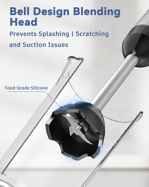 LINKChef 7-in-1 Immersion Blender - 800W Hand Blender with 20 Speeds, Turbo & Titanium Blades