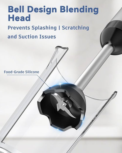 LINKChef 7-in-1 Immersion Blender - 800W Hand Blender with 20 Speeds, Turbo & Titanium Blades
