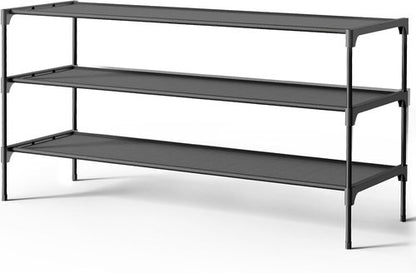 Kitsure Shoe Rack - Stackable Non-Woven Shoe Organizer for Closet & Entryway | 36.2" Wide - 3 Tier, Black