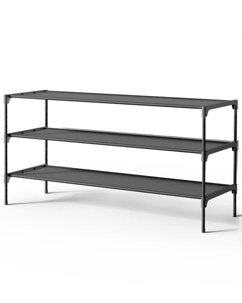 Kitsure Shoe Rack - Non-Woven Shoe Rack Shelf, Shoe Organizer for Closet, Entryway, Garage & Corridor, Stackable Shoe Shelves, 36.2" Wide - 3 Tier, Black