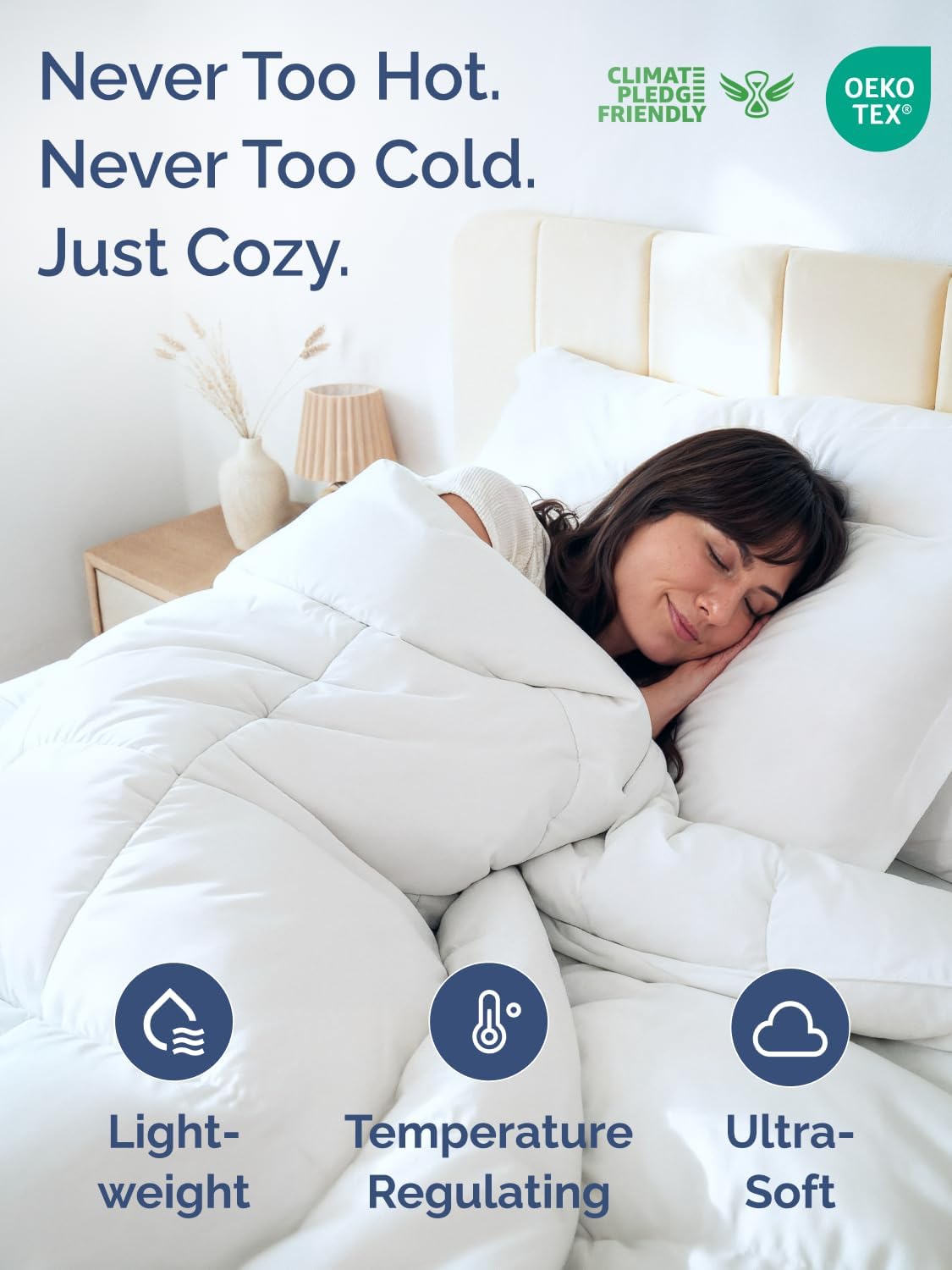 Skiennix Queen Size White Alternative Down Comforter - Warm, Lightweight & Breathable All-Season Bedding Set