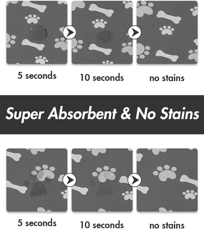 MontVoo Dog Food Mat - Quick Dry Pet Feeding Mat for Messy Drinkers | 12" x 19" Dark Grey