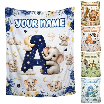 Personalized Elephant Baby Blanket 30x40in for Kids & Pets - Custom Gift