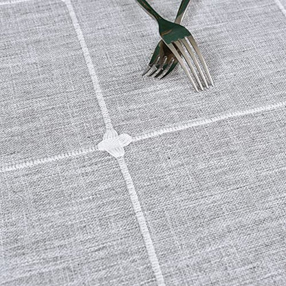 Grey Embroidered Plaid Cloth Small Table Runner 36 Inch - Rustic Home Decor