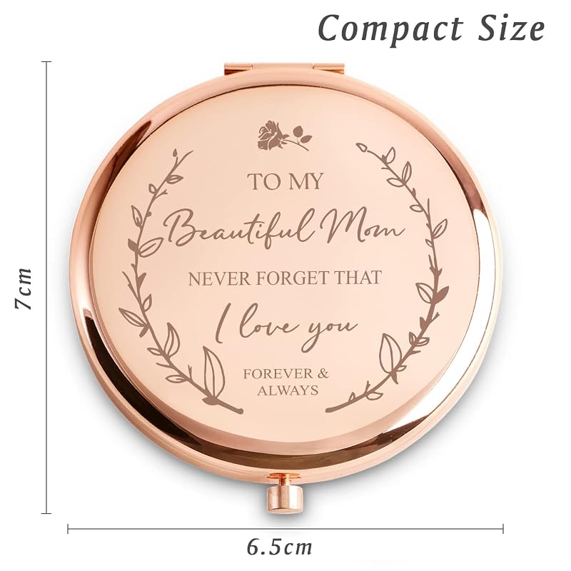 Personalized Compact Mirror with Engraving – 2.5 inch Handheld Gift for Mom