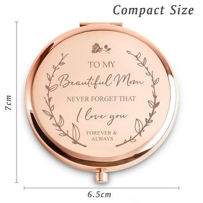 Personalized Compact Mirror with Engraving – 2.5 inch Handheld Gift for Mom