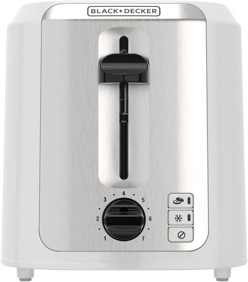 BLACK+DECKER 2-Slice Toaster - Extra-Wide Slots, 7 Shade Settings & Removable Crumb Tray | Off-White