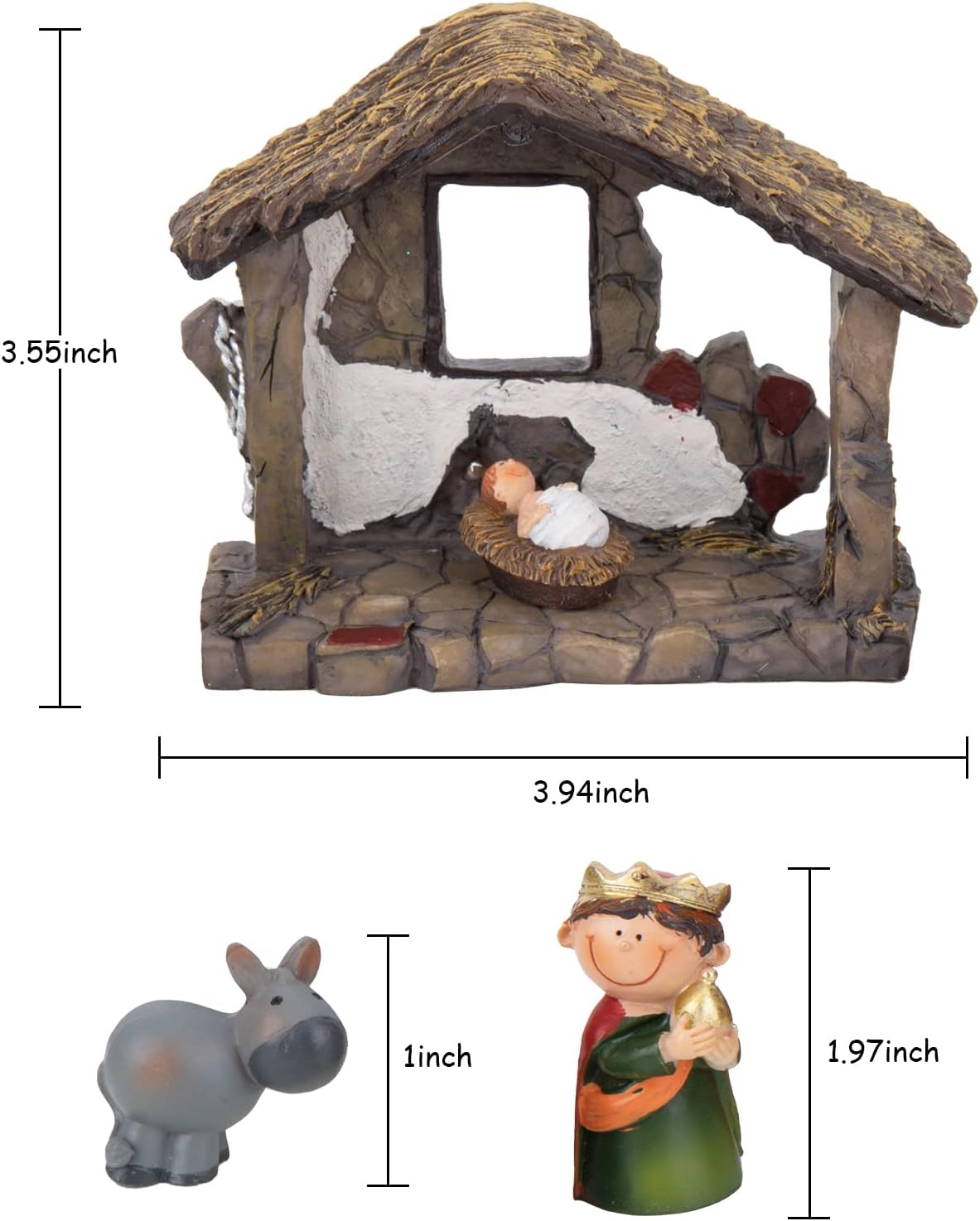 Nativity Figurines Set by Taman - 12 Resin Ornaments for Christmas Tabletop Decor | Holiday Gifts