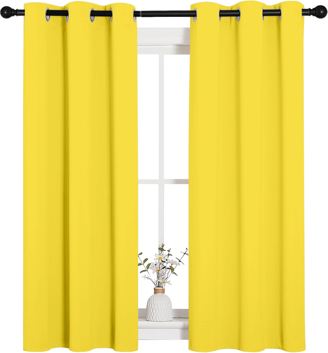 NICETOWN Thermal Insulated Window Curtain Panels - Bright Yellow Grommet Drapes, 34x54 Inch (1 Pair)
