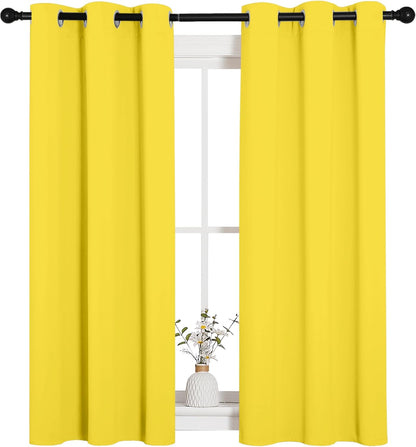 NICETOWN Thermal Insulated Window Curtain Panels - Bright Yellow Grommet Drapes, 34x54 Inch (1 Pair)