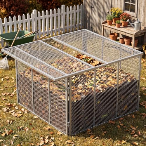 Large Metal Compost Bin 166 Gallon Outdoor with Lid and Ventilation