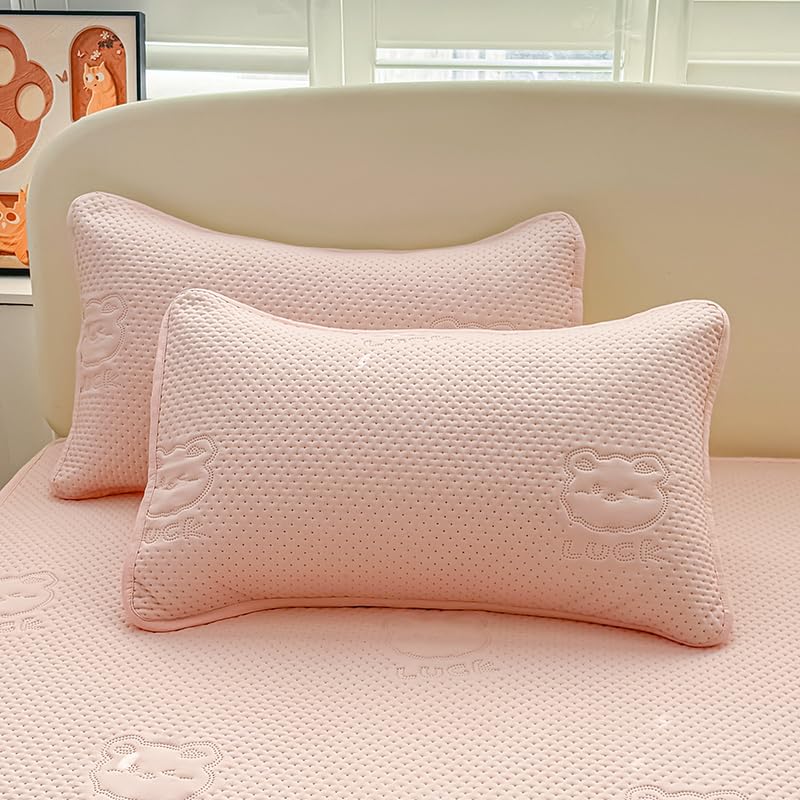 Waterproof Mattress Protector King Size Breathable Soft & Silent Pink