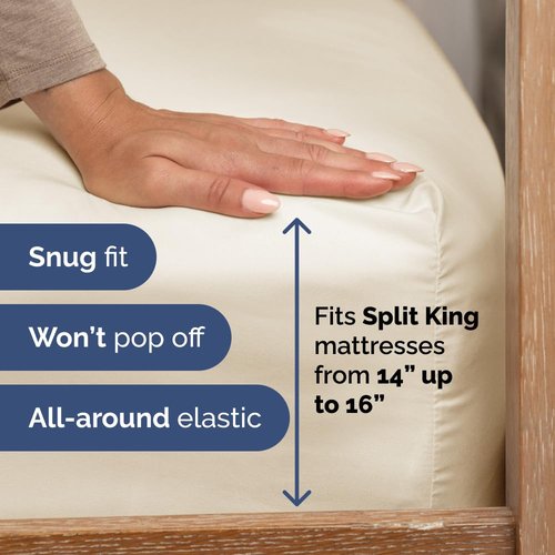 Flex Top Split Head King 4 Piece Sheet Set - Comfy Breathable & Cooling Bed Sheets Set - Hotel Luxury Bedding for Women, Men, Kids, Teens, Boys & Girls - Deep Pockets, Soft and Oeko-Tex - Off White