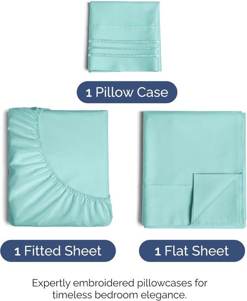 Comfy Twin XL Size 3 Piece Sheet Set - Breathable & Cooling Hotel Luxury Bedding - Soft, Deep Pockets, Wrinkle-Free - Oeko-Tex Certified - Spa Blue